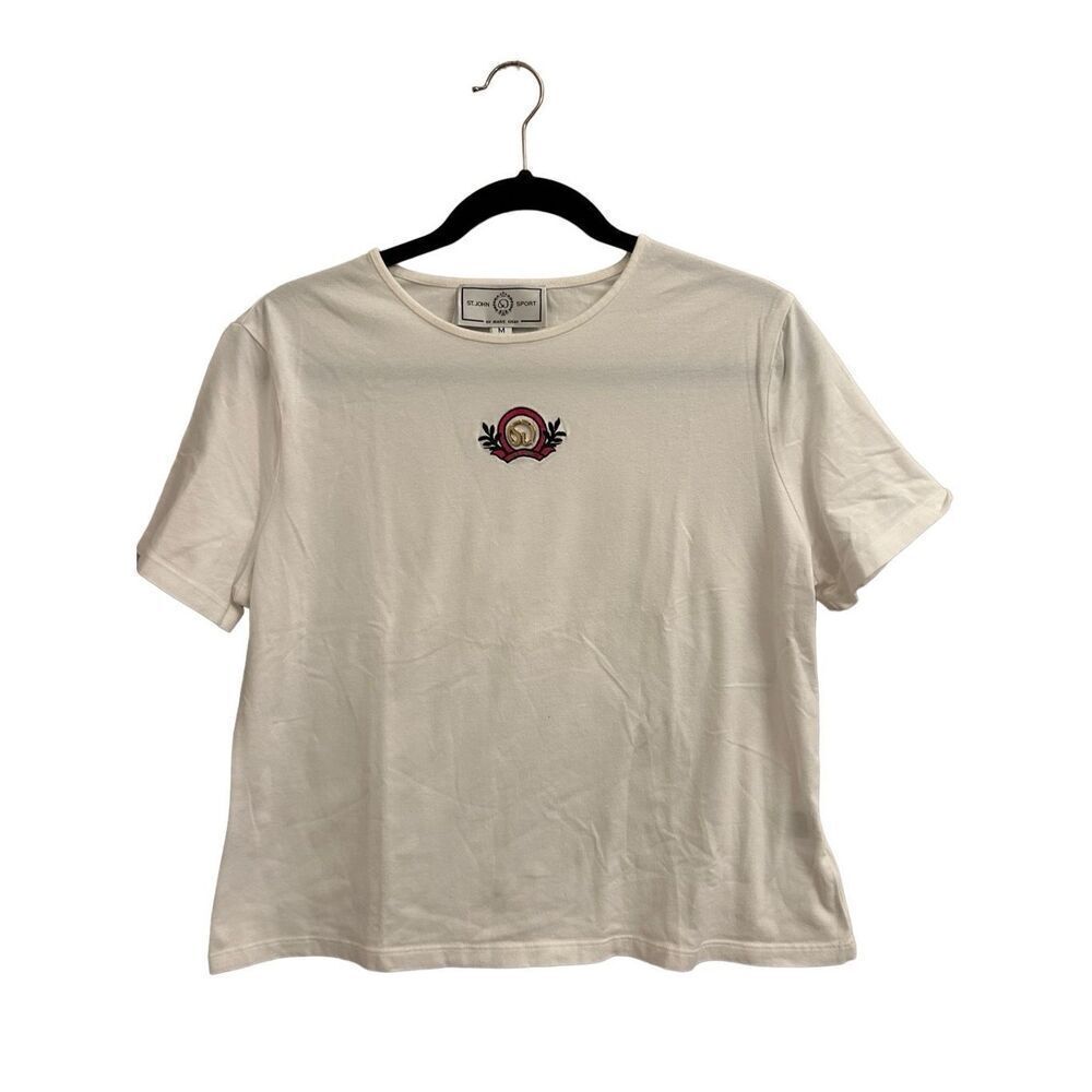 St. John Sport t-shirt white and embroidered logo size M